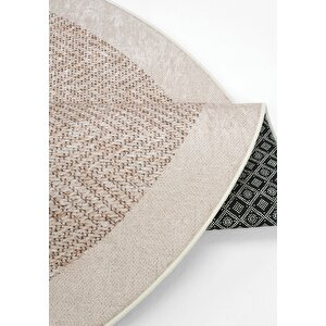 Cool Halı Pratico Bej Yuvarlak Sisal Görünüm Yumuşak Dijital Baskı Yıkanabilir Kaymaz Mutfak Halısı