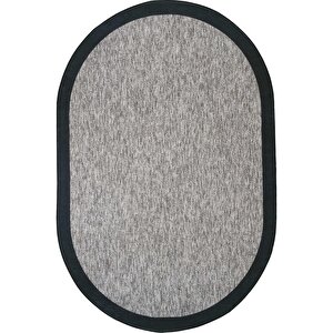 Pratico Gri Oval Yıkanabilir Kaymaz Taban Mutfak Halısı Sisal Görünüm Yumuşak Dijital Halı 160x230 cm