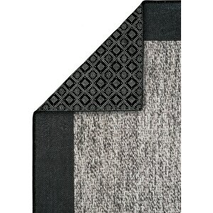 Cool Halı Pratico Gri Yıkanabilir Halı Sisal Görünüm Bordür Desen Yumuşak Kaymaz Taban Mutfak Halısı