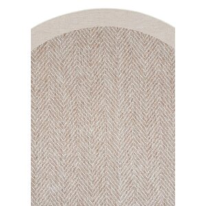 Pratico Bej Yuvarlak Sisal Görünüm Yumuşak Dijital Baskı Yıkanabilir Kaymaz Mutfak Halısı 120x120 cm