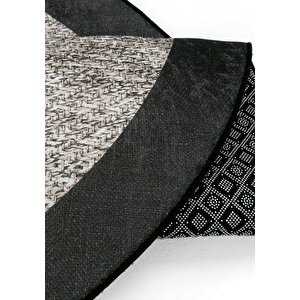 Cool Halı Pratico Gri Oval Mutfak Halısı Sisal Görünümlü Yıkanan Kaymaz Dot Taban Dijital Baskı Halı