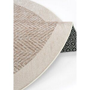 Cool Halı Pratico Bej Oval Dijital Baskı Hasır Görünüm Silinebilir Kaymaz Yıkanabilir Mutfak Halısı