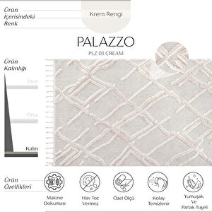 Palazzo 03 Krem Bukle Salon Halısı Mutfak Halısı Çocuk Odası Halısı Kesme Koridor Yolluk 120x550 cm
