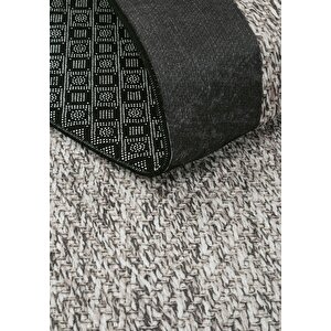 Cool Halı Pratico Gri Yıkanabilir Halı Sisal Görünüm Bordür Desen Yumuşak Kaymaz Taban Mutfak Halısı
