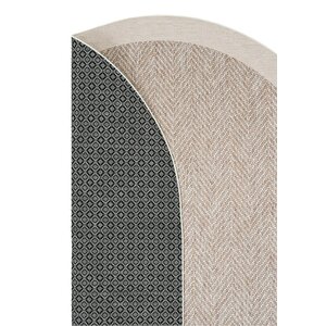 Cool Halı Pratico Bej Oval Dijital Baskı Hasır Görünüm Silinebilir Kaymaz Yıkanabilir Mutfak Halısı