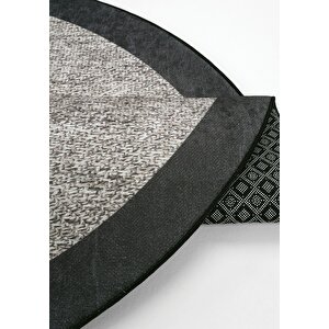 Cool Halı Pratico Gri Yuvarlak Sisal Görünüm Kaydırmaz Taban Dijital Baskı Yıkanabilir Mutfak Halısı