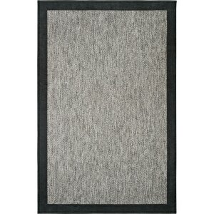 Pratico Gri Yıkanabilir Halı Sisal Görünüm Bordür Desen Yumuşak Kaymaz Taban Mutfak Halısı 140x250 cm