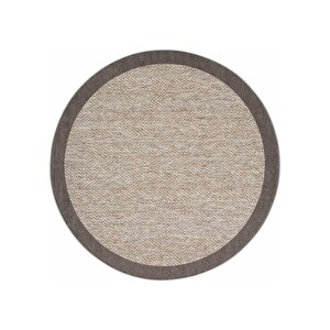 Pratico Bej Yuvarlak Dijital Baskı Sisal Görünümlü Kaymaz Taban Yıkanabilir Mutfak Paspası 60x60 cm