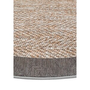Cool Halı Pratico Bej Yuvarlak Dijital Baskı Sisal Görünümlü Kaymaz Taban Yıkanabilir Mutfak Paspası