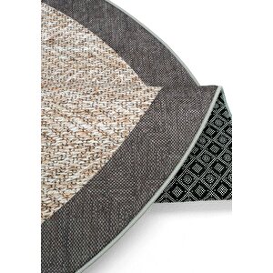 Cool Halı Pratico Bej Yuvarlak Dijital Baskı Sisal Görünümlü Kaymaz Taban Yıkanabilir Mutfak Paspası