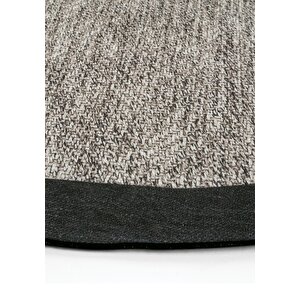 Cool Halı Pratico Gri Oval Mutfak Halısı Sisal Görünümlü Yıkanan Kaymaz Dot Taban Dijital Baskı Halı