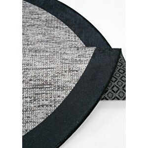 Cool Halı Pratico Gri Yuvarlak Sisal Görünümlü Kaymaz Taban Yıkanabilir Dijital Baskı Mutfak Halısı