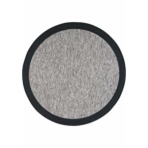 Pratico Gri Yuvarlak Sisal Görünümlü Kaymaz Taban Yıkanabilir Dijital Baskı Mutfak Halısı 60x60 cm