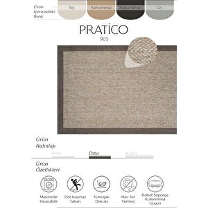 Pratico Kahverengi Mutfak Halısı Sisal Hasır Görünümlü Kaydırmaz Makinada Yıkanabilir Halı 80x200 cm