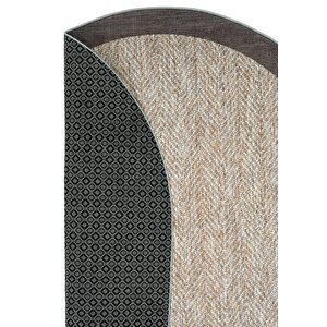 Cool Halı Pratico Kahve Oval Kaymaz Mutfak Halısı Dijital Baskı Sisal Hasır Görünüm Yıkanabilir Halı