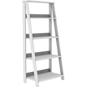 Dfn Wood 4 Katlı Beyaz Mdf Merdiven Raf Kitaplık Dekoratif Çiçeklik Salon & Balkon Rafı