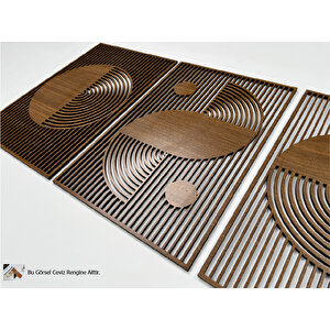 Ent Wood Art Ahşap Duvar Tablosu, 3 Parça Ahşap Modern Duvar Dekoru, Bohem Desen Duvar Paneli, Akasya
