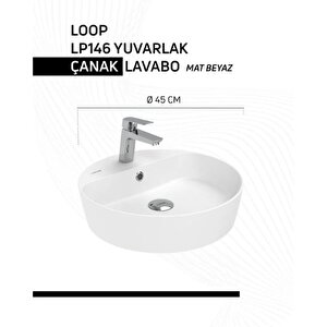 Lp146 Loop 45cm Masa Üstü Çanak Lavabo Mat Beyaz