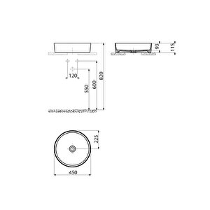 Creavit Lp146 Loop 45cm Masa Üstü Çanak Lavabo Mat Beyaz