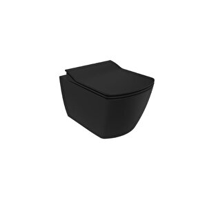 Eg321 Elegant Rim-off Kanalsız Duroplast Yavaş Kapanan Klozet Kapaklı Kömür Karası Mat Siyah Set
