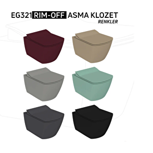 Creavit Eg321 Elegant Rim-off Kanalsız Duroplast Yavaş Kapanan Klozet Kapaklı Kömür Karası Mat Siyah Set