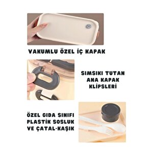 İçi Çelik 2 Katlı Saklama Kabı 1350 Ml Siyah