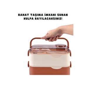 Vagonlife İçi Çelik 2 Katlı Saklama Kabı 1350 Ml Siyah