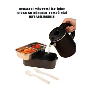 Vagonlife İçi Çelik 2 Katlı Saklama Kabı 1350 Ml Siyah