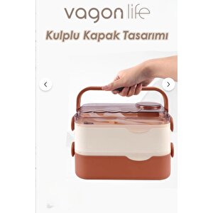 İçi Çelik 2 Katlı Saklama Kabı 1350 Ml Pembe