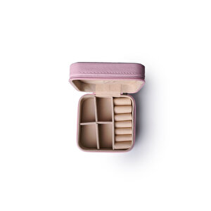 Ecrou Çift Gözlü Seyahat Tipi Takı Kutusu Pembe