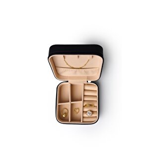 Çift Gözlü Seyahat Tipi Takı Kutusu Siyah