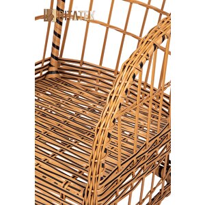 Btk Concept Açelya Rattan Bahçe Balkon Oturma Takımı 2+1+1+camlı Masa Kahve Rengi