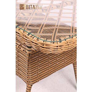 Btk Concept Pars 4 Kişilik Rattan Bahçe Balkon Mutfak Masa Takımı Kahve
