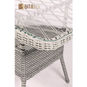 Btk Concept Pars 4 Kişilik Rattan Bahçe Balkon Mutfak Masa Takımı Gri