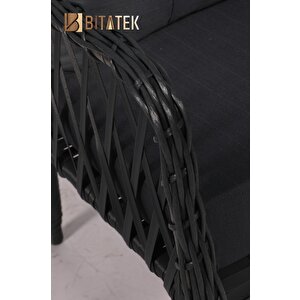 Btk Concept Pars 4 Kişilik Rattan Bahçe Balkon Mutfak Masa Takımı Antrasit
