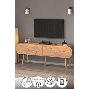 Tv Sehpası 2 Kapaklı Tv Sehpası Düşer Kapaklı Tv Ünitesi Televizyon Sehpası 120 Cm Sicilya Çam