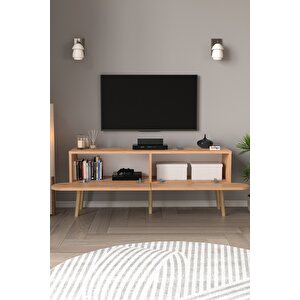 Tv Sehpası 2 Kapaklı Tv Sehpası Düşer Kapaklı Tv Ünitesi Televizyon Sehpası 120 Cm Sicilya Çam