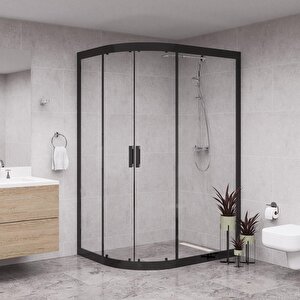 Black Solis 6mm Şeffaf Cam Asimetrik Oval Duşakabin 80x140 cm