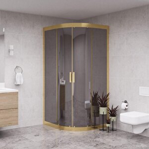 Gold Luna 6mm Reflekte Cam Oval Duşakabin 100x100 cm