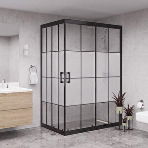 Black Diora 6mm Karolajlı Yarım Kumlama Dikdörtgen Duşakabin 80x100 cm
