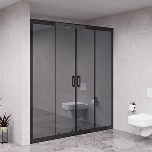 Black Verta  6mm Reflekte Cam 2 Sabit 2 Sürgü İki Duvar Arası Duşakabin 177 cm