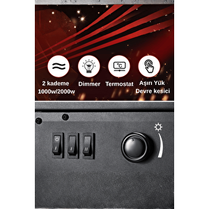 Xlarge Elektrikli Şömine & Elektrikli Soba Fanlı Isıtıcı, Led Odun Efekti, Metal Kasa Nd-183c