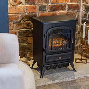 Elektrikli Şömine Siyah 1850 W Metal Kasa, Fanlı Şömine, Şömine Soba