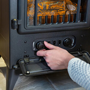 Elektrikli Şömine Siyah 1850 W Metal Kasa, Fanlı Şömine, Şömine Soba