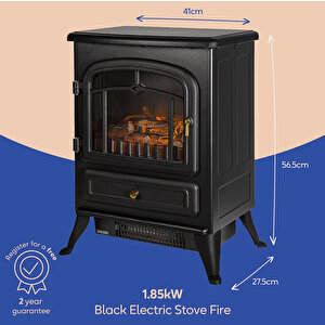 Elektrikli Şömine Siyah 1850 W Metal Kasa, Fanlı Şömine, Şömine Soba