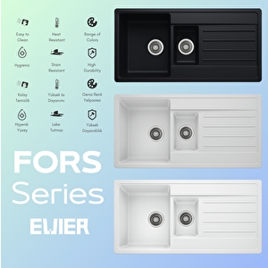 Granit Evye I Fors Series Black (si̇yah) I 1.5 Gözlü I (100x50cm)