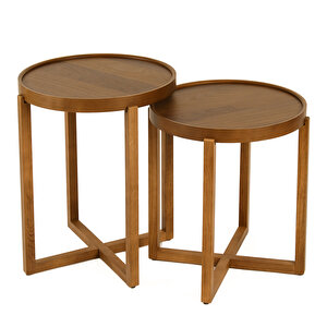 Nil İkili Zigon Sehpa Ceviz Ceviz