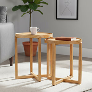 Nil İkili Zigon Sehpa Meşe Meşe