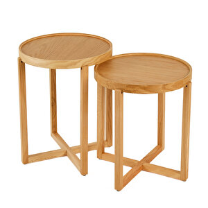 Nil İkili Zigon Sehpa Meşe Meşe