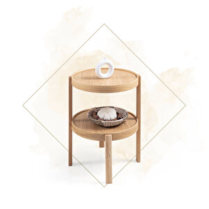 Nil İkili Zigon Sehpa Meşe Meşe